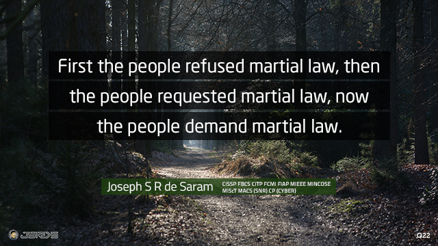 First the people refused martial law, then the people requested martial law, now the people demand martial law.